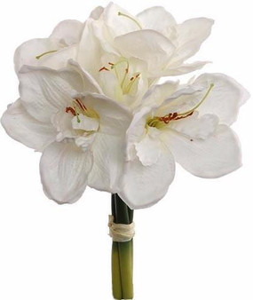 Amaryllis Silk Flower Bundle In White - 13" Tall