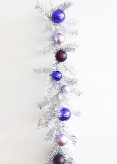 Silver Fake Pine And Ornament Holiday Garland - 6'