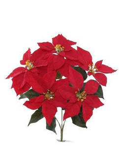 Artificial Poinsettia Christmas Bush In Red - 20" Tall (Bundle Of 2)
