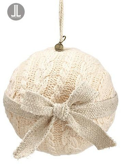 4.75" Knit Ball Ornament Beige (Bundle Of 12) XN0176-BE