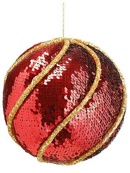 6" Sequin Ball Ornament Red Green (Bundle Of 6) XM3402-RE/GR