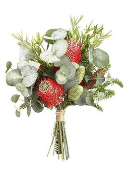 18" Protea/Eucalyptus/Pine Cone/Pine Bouquet Red Green (Bundle Of 4) XDQ148-RE/GR