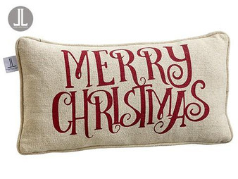 22"X12" Merry Christmas Pillow Red Beige (Bundle Of 6) XAK348-BE/RE