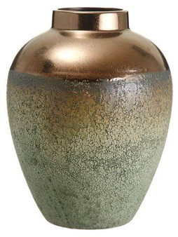 10"H X 7.8"D Ceramic Vase Seafoam Copper 4 Pieces ACR084-SF/CP