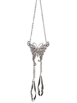 8.75" Rhinestone Butterfly Ornament Clear Silver 6 Pieces XN9485-CW/SI