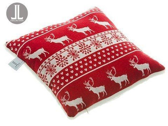 16"W X 16"L Reindeer Fur Pillow Red White 6 Pieces XAK386-RE/WH