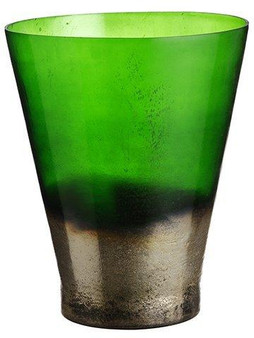 10"H X 8"D Glass Vase Green Silver 2 Pieces XAC533-GR/SI