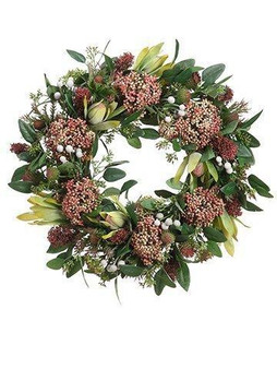 19" Protea/Thistle/Sedum Wreath  FWX308-GR/BU