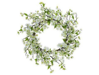 22" Cherry Blossom Wreath White 2 Pieces FWB957-WH