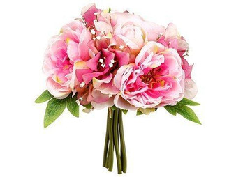 10" Peony/Sweet Pea Bouquet Two Tone Pink 12 Pieces FBQ342-PK/TT