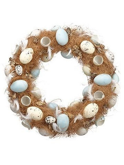 18.5" Egg/Egg Shell Wreath White Beige 4 Pieces AEW767-WH/BE