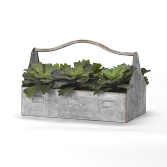 Ruffled Succulents In Rectangle Metal Planter (184043)