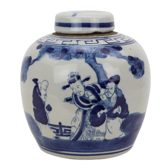 Blue And White Mini Jar Three Immortals (1601A)