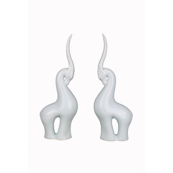 Pair Of Celadon Tibetan Antelope Single Horn (1123-CL)