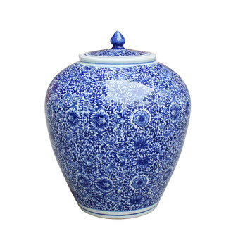 Blue & White Cluster Flower Ginger Jar - S (1194S)