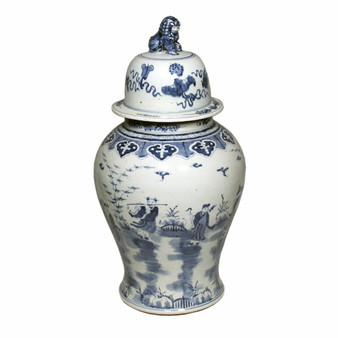 Blue & White Temple Jar With 8 Immortals Motif (1209)