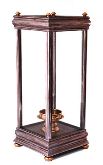 Pewter And Gold Square Hurricane Candle Holder (TR108)