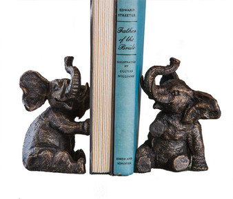 Bronze Elephant Iron Bookends (Bundle Of 2) (HC631)