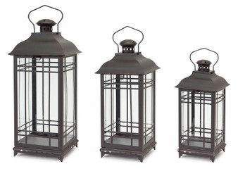 Lantern (3 Set) 14"H, 17"H, 20"H Metal/Glass (57349)