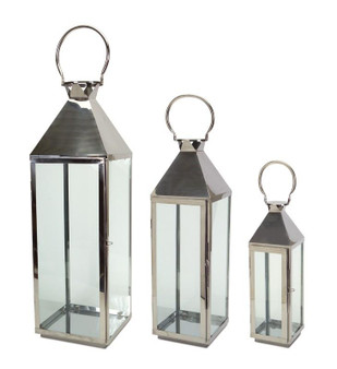 Lantern (3 Set) Stainless Steel/Glass (58015)