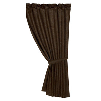 Caldwell Faux Tooled Leather Curtain - Brown/Ivory (CU1004)