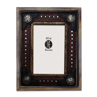 Wood Star Tooled Silver And Leather Frame - Pack of 2 (WD1201)