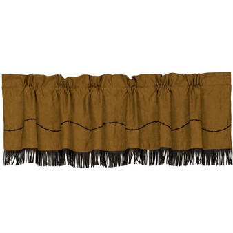 Barbwire Valance With Fringe - Chocolate/Tan (WS3182V3)