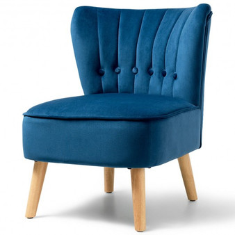 Armless Accent Chair Tufted Velvet Leisure Chair-Blue (HW66638BL)