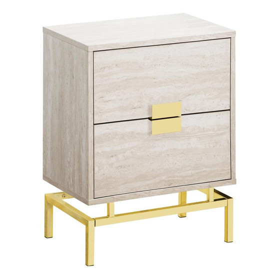 Accent Table - 24"H - Beige Marble - Gold Metal (I 3493)