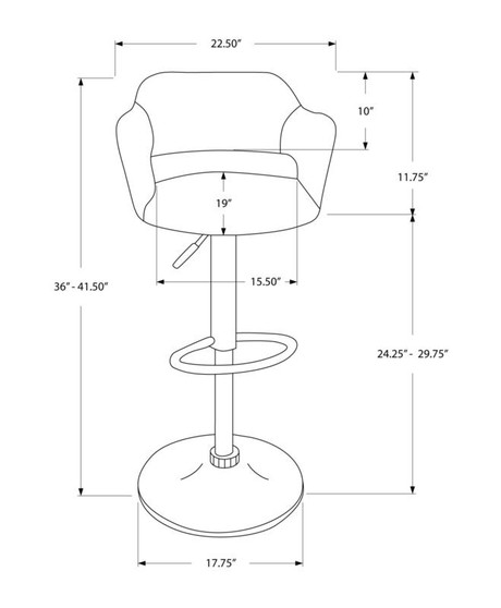 Barstool - Grey Fabric - Chrome Metal Hydraulic Lift (I 2363)