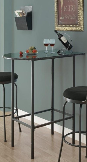 24 X 36 Inch Gray Marble & Charcoal Metal Dining Table (I 2325)