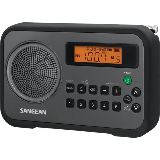 Am/Fm Digital Portable Receiver With Alarm Clock (Black) (SNGPRD18BK)