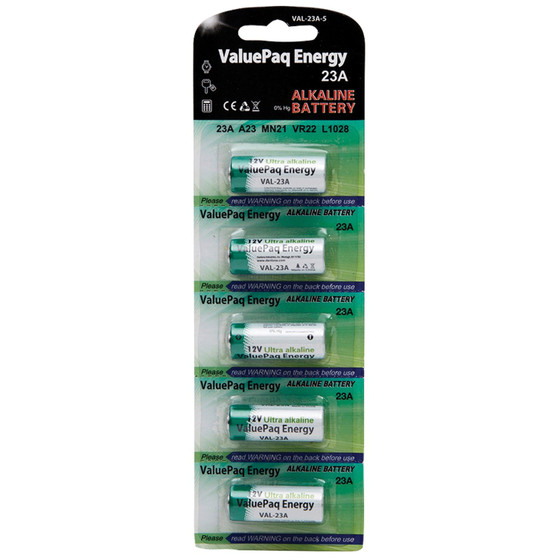 Valuepaq Energy 23A Alkaline Cylindrical Batteries, 5 Pk (DOTVAL23A5)