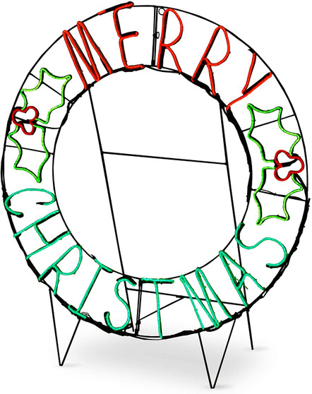 41" Red & Green Led Merry Christmas Wreath -Ul-Pack 1/4- Indoor/Outdoor (DF-000026X)