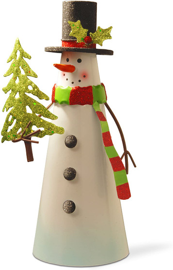 12" White Wire Snowman Holdingtree-Pack 1/16-Reshippable Inner Box (Pack Of 2) (MZC-975)