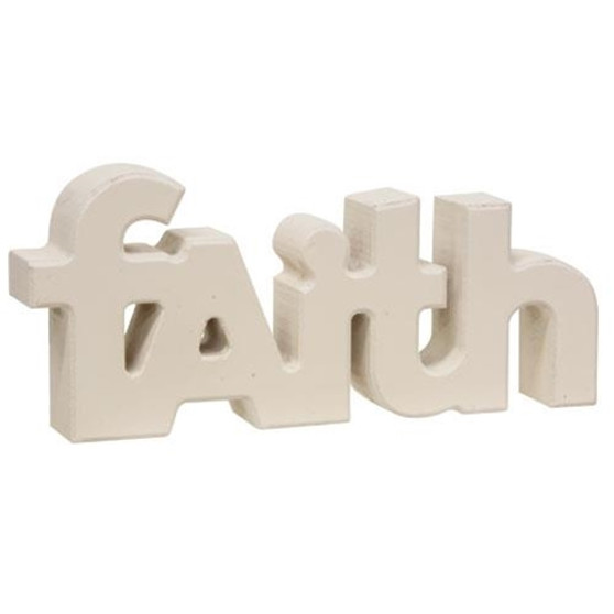 Wooden "Faith" Block Cream