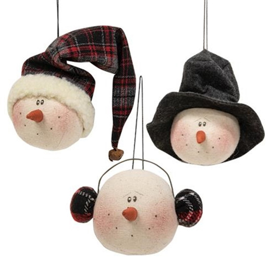 3/Set Snowman Head Ornaments GC20324 By CWI Gifts
