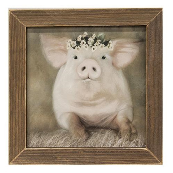 Painted Piggy Print Brown Stain Frame
