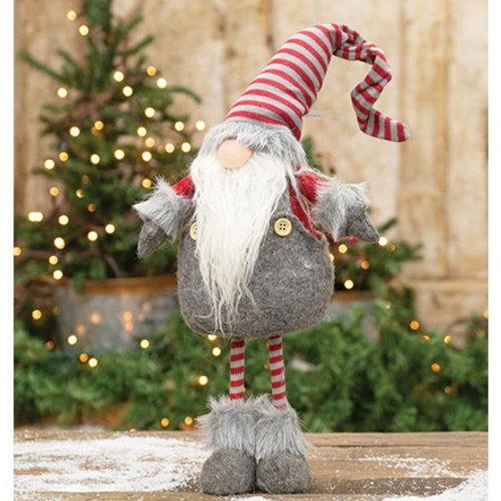 *Small Standing Plush Red/Gray Gnome Santa GZOE2030 By CWI Gifts