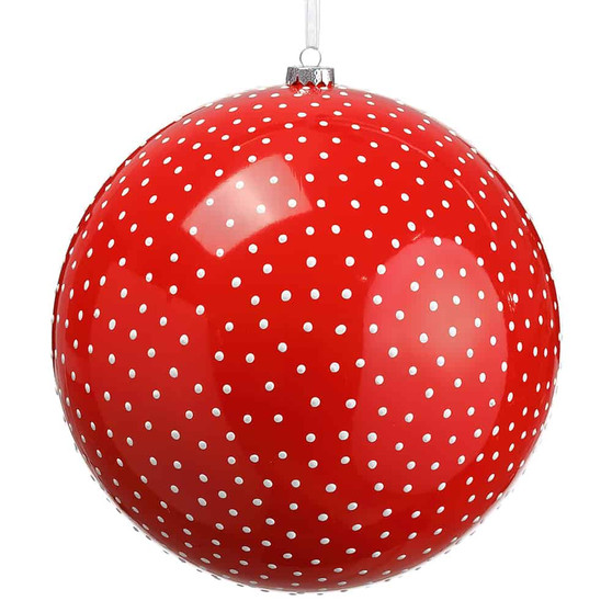 9.75" Plastic Dots Ball Ornament Red White (Pack Of 4) XM0345-RE/WH