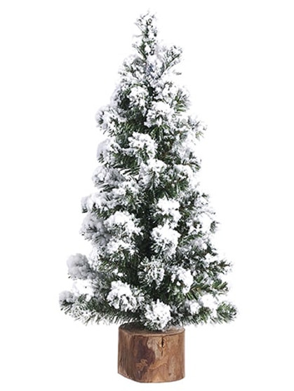 15"H X 8D" Snowed Alpine Tree X65 On Wood Stand Green Snow (Pack Of 24) YTM306-GR/SN