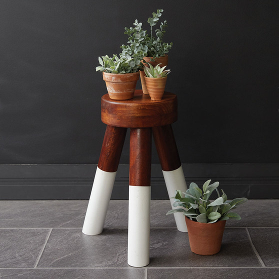 Dip-Dyed Wood Plant Stool