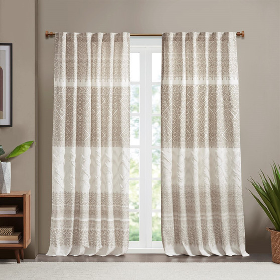 Mila Cotton Printed Window Panel With Chenille Detail And Lining II40-1183