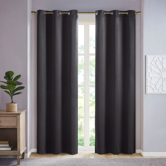 Taren Solid Blackout Triple Weave Grommet Top Curtain Panel Pair SS40-0151