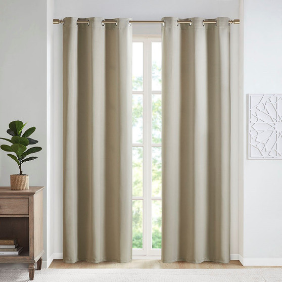 Taren Solid Blackout Triple Weave Grommet Top Curtain Panel Pair SS40-0155