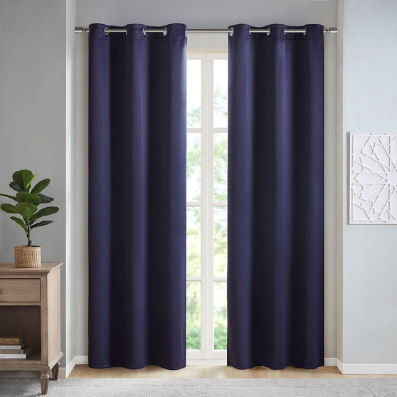 Taren Solid Blackout Triple Weave Grommet Top Curtain Panel Pair SS40-0159