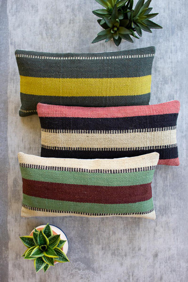 (Set Of 3) Jute Lumbar Pillows - One Each Design