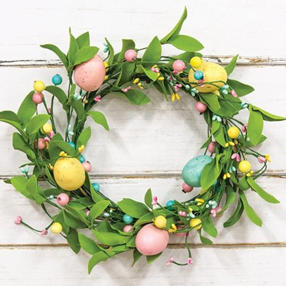 Easter Eggs & Herb Leaves Wreath 12"