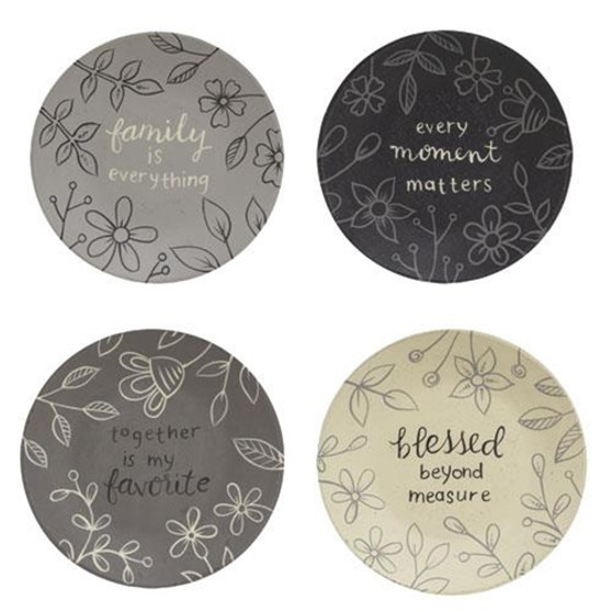 Sentiment Floral Plate - 4 Assorted (Pack Of 4)