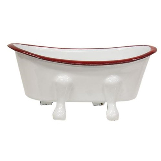 Red Rim Enamel Tub Soap Dish G9155 By CWI Gifts